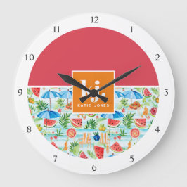 Fun Summer Stylish Monogram Große Wanduhr