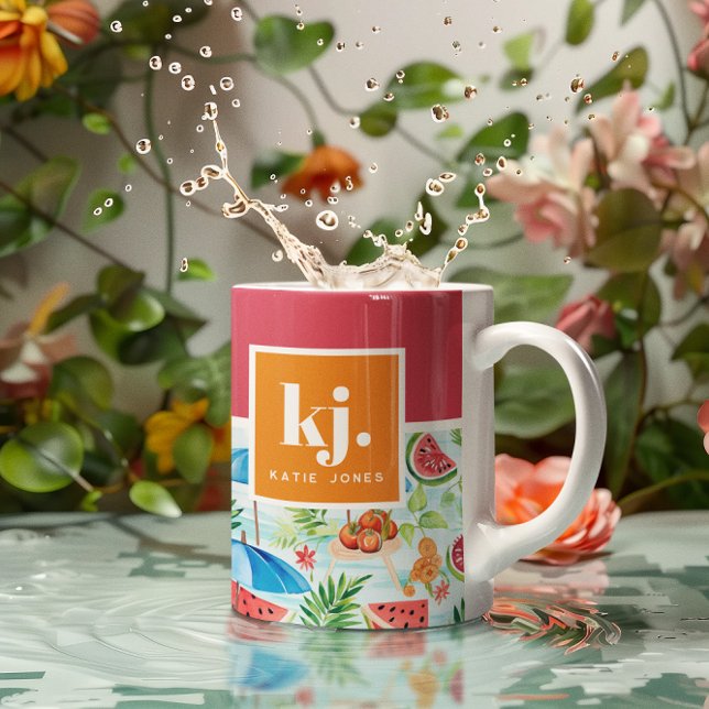 Fun Summer Stylish Monogram Kaffeetasse (Von Creator hochgeladen)
