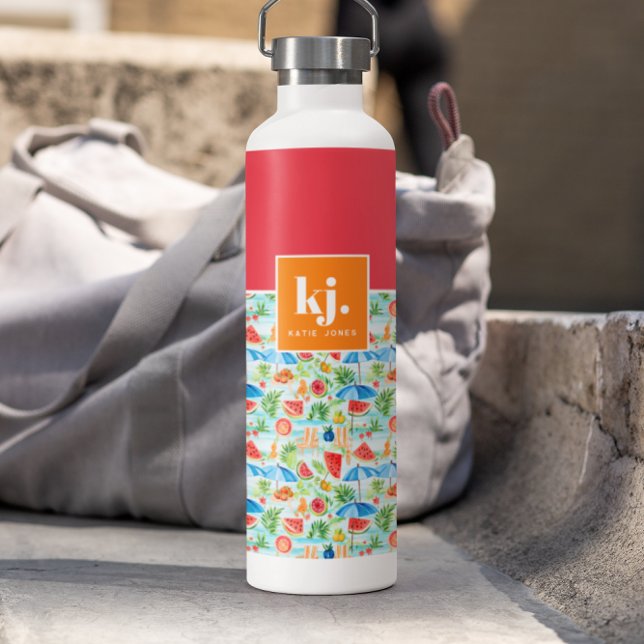 Fun Summer Stylish Monogram Trinkflasche (Von Creator hochgeladen)