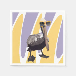 Fun Summer Vibes Pelican Bird Serviette