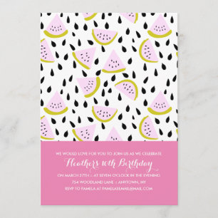 Fun Summer Watermelon Custom Colors Geburtstagspar Einladung