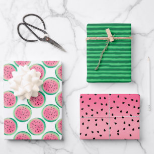 Fun Summer Watermelon Pink Green Fruit Geschenkpapier Set