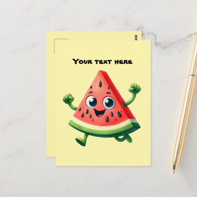 Fun Summertime individuell anpassbare Wassermelone Postkarte (Vorderseite/Rückseite Beispiel)