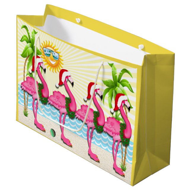 Fun Sun und Pink Flamingo #holidayZ Tasche Große Geschenktüte (Vorderseite Schrägansicht)