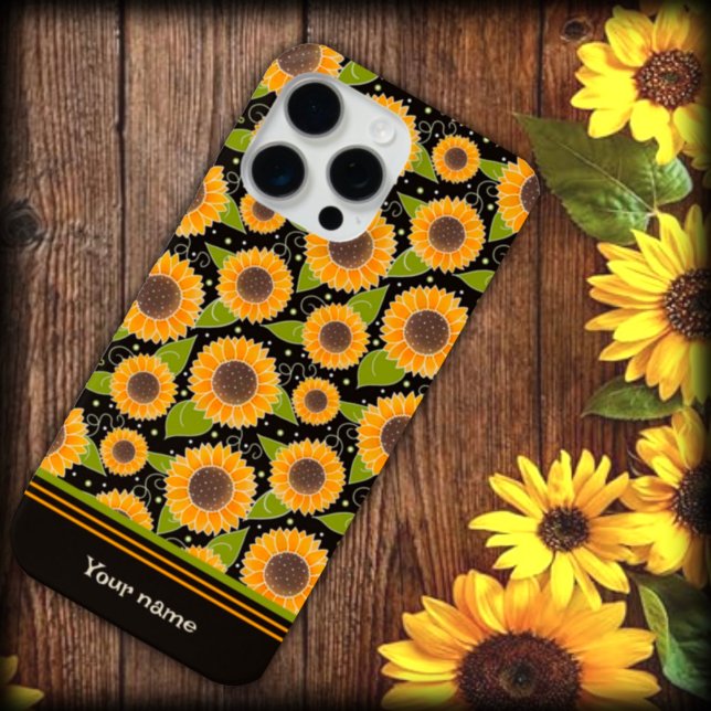 Fun Sunflower Yellow Black Pattern Individuelle Na Case-Mate iPhone Hülle (Von Creator hochgeladen)