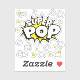 Fun SUPER POP! Mit Popcorn und Sternen | Aufkleber