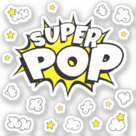 Fun SUPER POP! Mit Popcorn und Sternen | Aufkleber