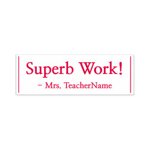 Fun "Superb Work!" + Tutor Name Rubber Stamp Permastempel