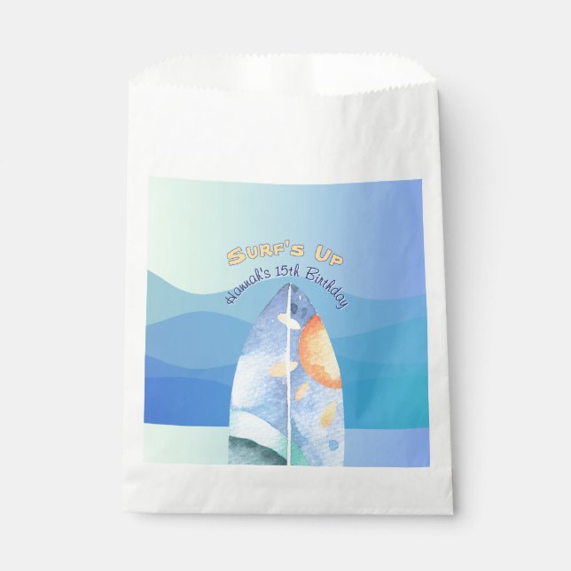 Fun Surf ist zum Geburtstag auf Geschenktütchen (Vorderseite)