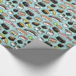 Fun Sushi Charaktere Gemustert Kawaii Niedlich Geschenkpapier