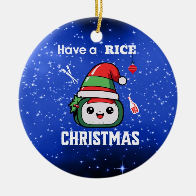 Fun Sushi Christmas Keramik Ornament (Vorne)