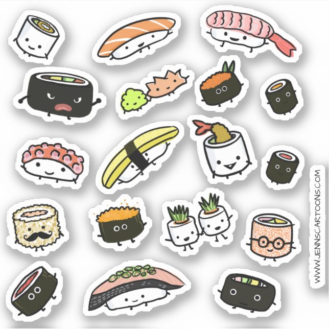 Fun Sushi und Sashimi Buchstaben Vinyl Sticker Set (Vorderseite)