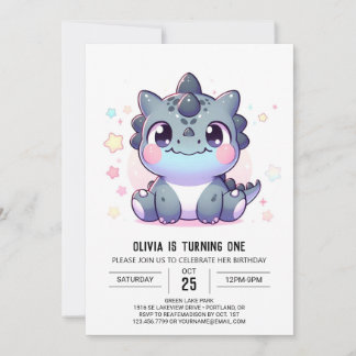 Fun Sweet Dinosaur 1. Geburtstag Einladung