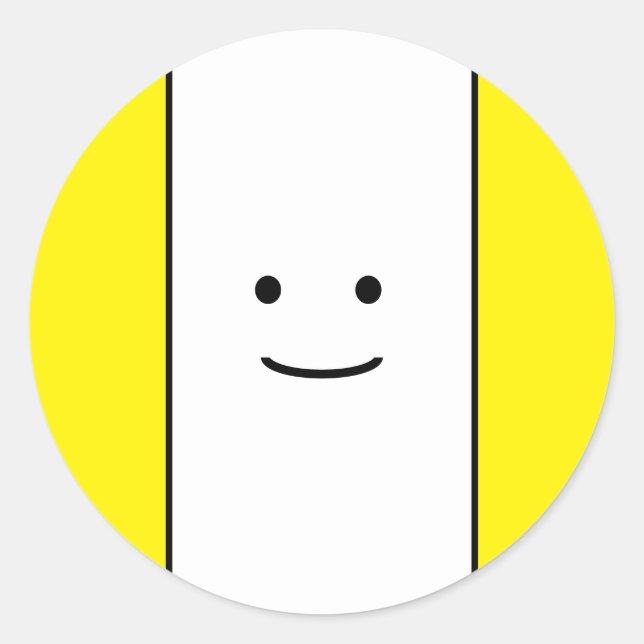 Fun Sweet Lächeln Gesicht Bright Yellow Edge Strei Runder Aufkleber (Vorderseite)