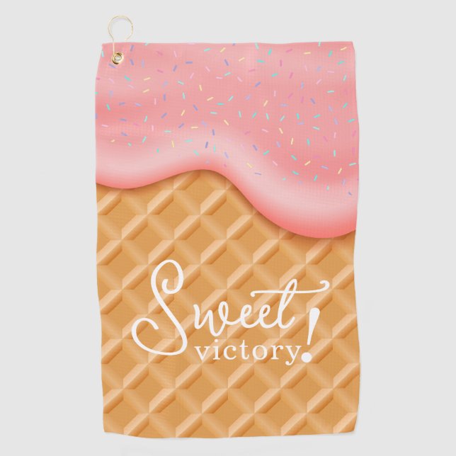 Fun Sweet Victory Ice Creme Cone Sprinkles Rosa Golfhandtuch (Vorderseite)