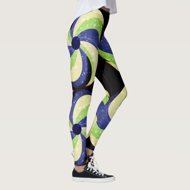 Fun Swirl Design Leggings - Blau (Rechts)