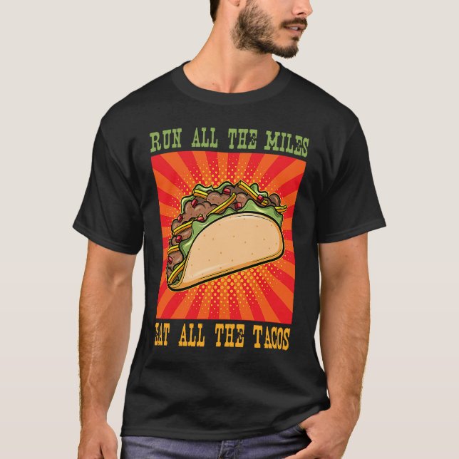 Fun Taco Tuesday Marathon Running Runner T-Shirt (Vorderseite)