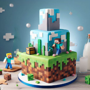 FUN TECHNO BLOCKS SQUARE KINDERGEBURTSTAG CAKE KARTE