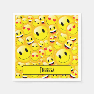 Fun Teenager Gelb lächelnd Gesichter Emoji Party Serviette