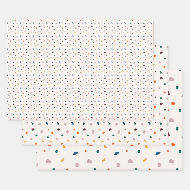 Fun Terrazzo Muster Wrapping Paper Set (3 Folien) Geschenkpapier Set (Set)