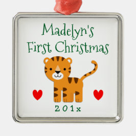 Fun Tiger Baby's 1. Weihnachtsgeschenk Silbernes Ornament