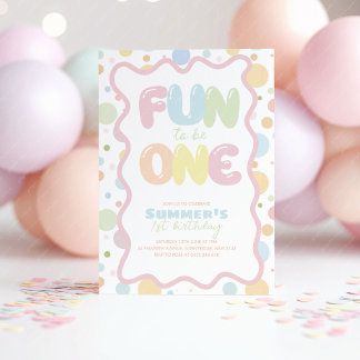 Fun to be One! Colorful Spots 1st Birthday  Einladung
