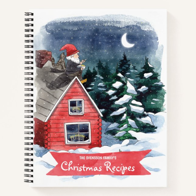 Fun Tomten Schwedisches Weihnachtsrezeptorbuch Notizbuch (Vorderseite)