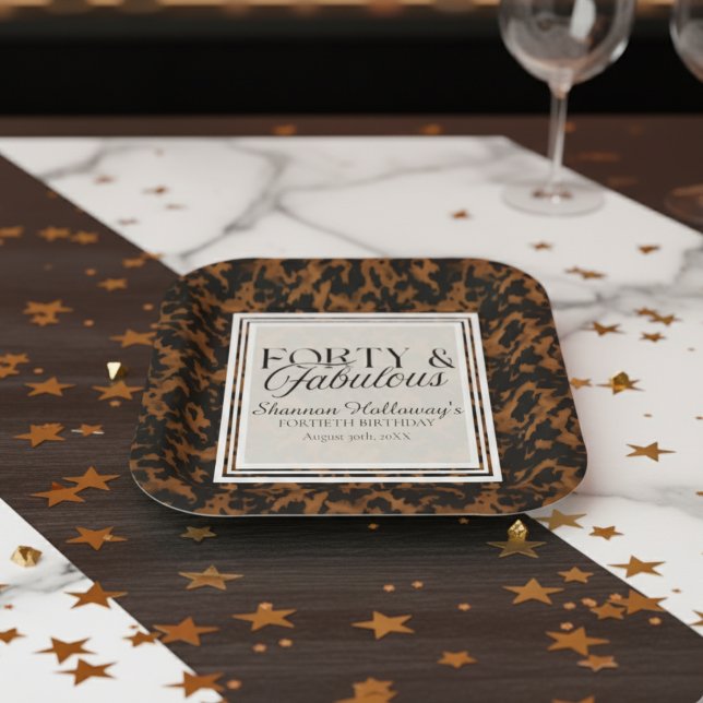 Fun Tortoise Shell Birthday Forty and Fabulous Pappteller (This Fun Tortoise Shell Birthday Forty and Fabulous birthday plate is fun for all!)