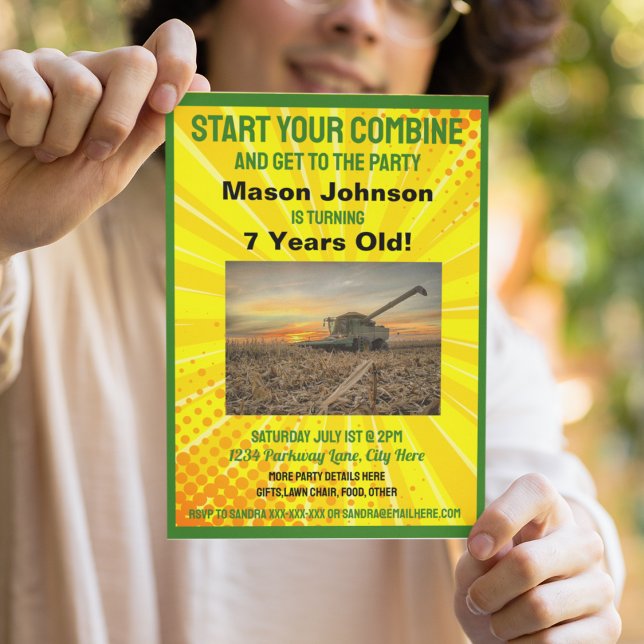 Fun Traktor Geburtstag Kinderfarm Ausrüstung kombi Einladung (Von Creator hochgeladen)