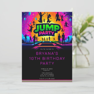Fun Trampoline JUMP Party Geburtstag Einladung