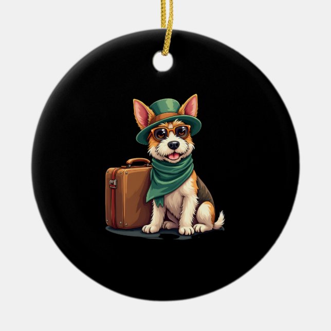 Fun TravDog mit Beutel Grafik für Koffer Lo Keramik Ornament (Vorne)