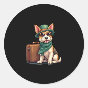 Fun TravDog mit Beutel Grafik für Koffer Lo Runder Aufkleber