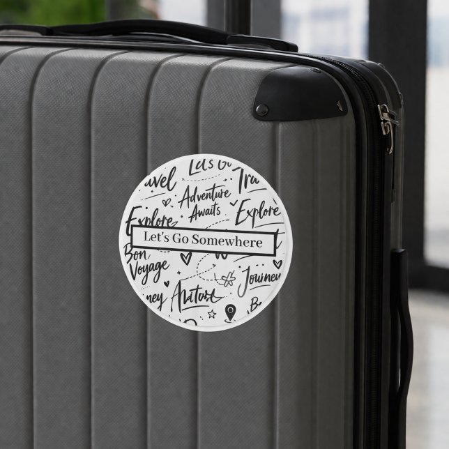 Fun Travel Sticker Adventure Black & White Design (Von Creator hochgeladen)