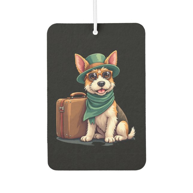 Fun Traveling Dog with Bag Graphic for Suitcase Lo Autolufterfrischer (Vorderseite)