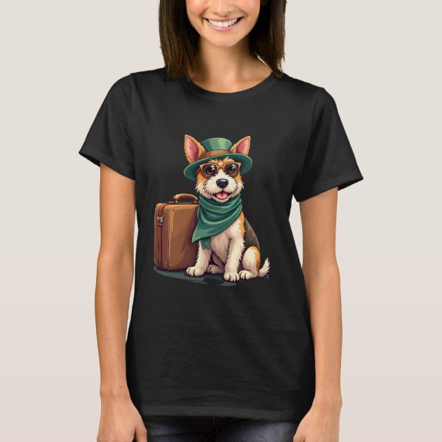 Fun Traveling Dog with Bag Graphic for Suitcase Lo T-Shirt (Vorderseite)