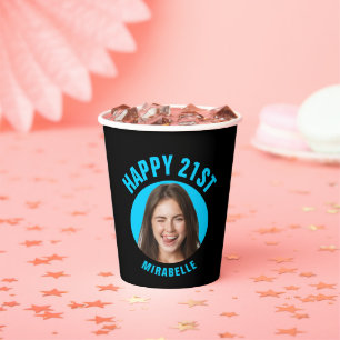 Fun Trendy 21. Geburtstag CUSTOM TEXT Foto Pappbecher