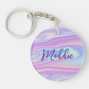 Fun Trendy Faux Iridescent Personalized w/ Name Schlüsselanhänger
