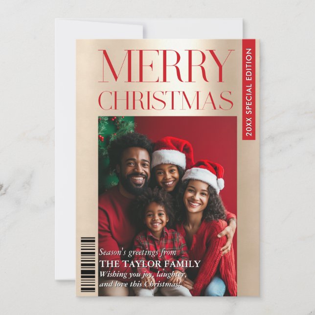 Fun Trendy Magazine Cover Family Foto Highlights Einladung (Vorderseite)