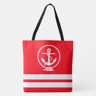 Fun Trendy Nautical Anchor White Stripe Muster