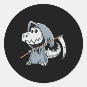 Fun TRex Skeleton Dino Grim Sensenmann Dinosaur Ha Runder Aufkleber