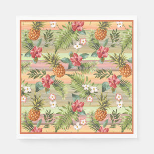 Fun Tropical Ananas Fruit Floral Blätter Muster Serviette
