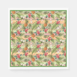 Fun Tropical Ananas Fruit Floral Blätter Muster Serviette