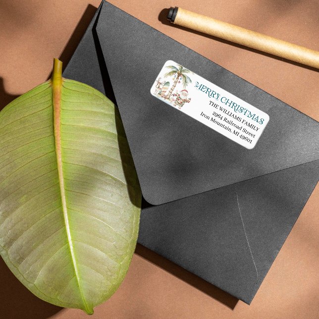 Fun Tropical Christmas | Rücksende-Aufkleber (Von Creator hochgeladen)