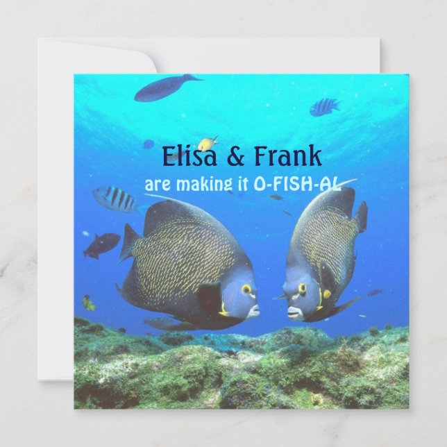 Fun Tropical Fish Liebe Hochzeit Einladung (Vorderseite)