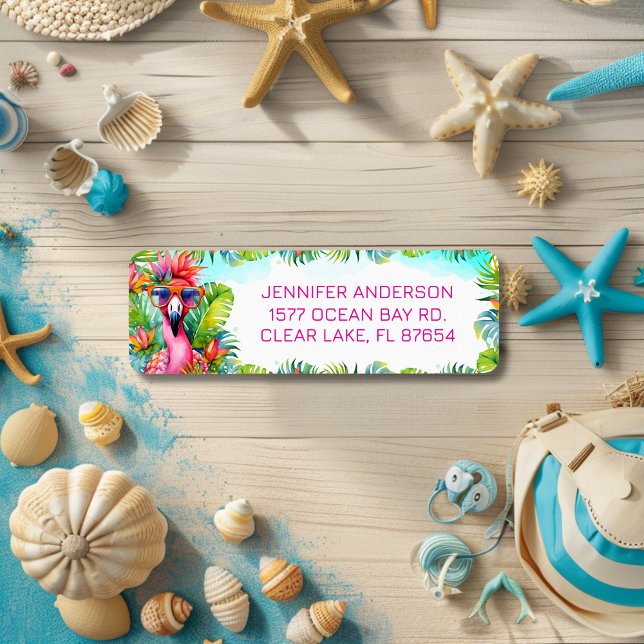 Fun Tropical Flamingo Abschluss Rücksendeadresse (Von Creator hochgeladen)
