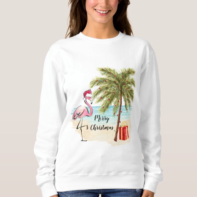 Fun Tropical Flamingo Weihnachts Sweatshirt (Vorderseite)