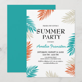 Fun Tropical Palm Sommer Geburtstagsparty Einladung