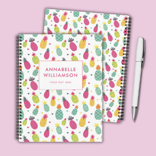 Fun Tropical Pineapse Sommerfrucht Muster Notizbuch