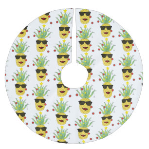 Fun Tropical Pineaptern Polyester Weihnachtsbaumdecke