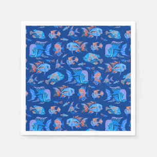 Fun tropische Fische auf blau Serviette